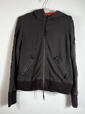 Da-Nang Women’s Brown Zip Up Hoodie With Embroidery Sz Medium